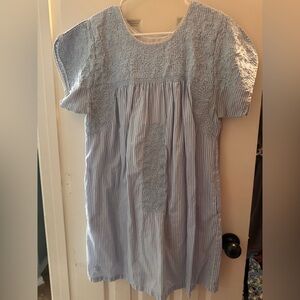 Elegant Blue Striped Dress